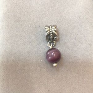 Dangle purple bead silver tone charm